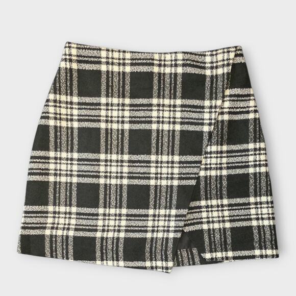 Y2K Abercrombie & Fitch Wool Mini Skirt Sz 00 Black Plaid White Tartan Twee Core - Picture 4 of 12